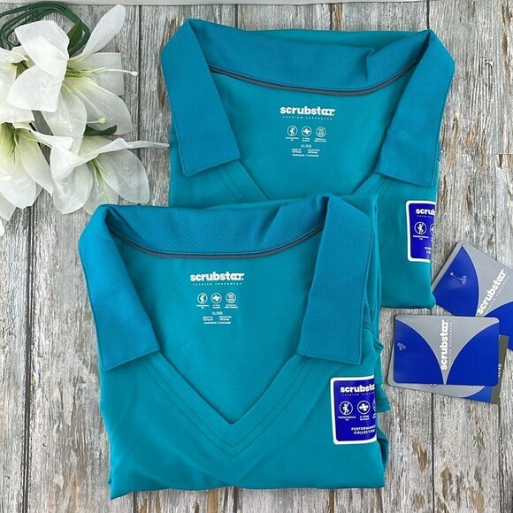 Antimicrobial Premium Performance Collar Scrub Top 2-Pack Size XL - Picture 1 of 4